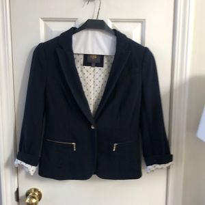 Navy blue blazer with gold details